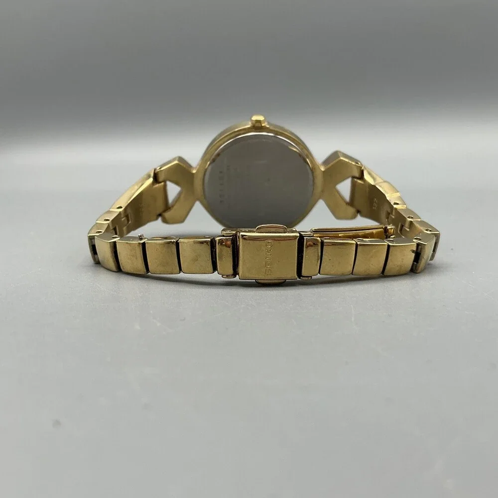 Seiko Solar V115-0BH0 Womens Watch 29mm MOP Dial Gold Tone Crystals 6